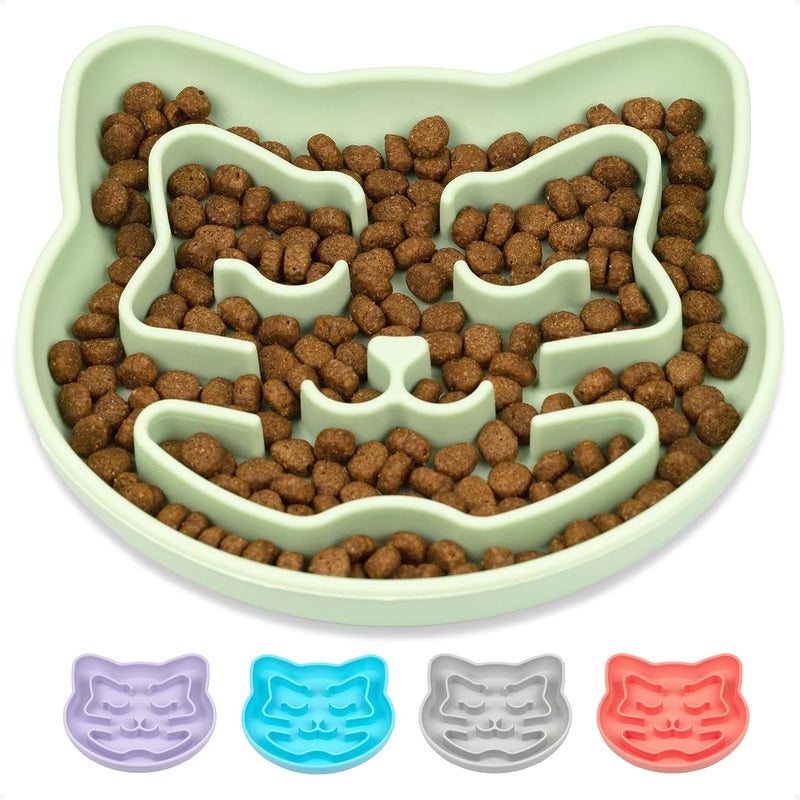 Snugli Slow Feeder Cat Bowl | Cat Puzzle Feeder for Slow Eating, Mental Enrichment, Digestion, & Bloat Relief | Non-Slip Silicone, Dishwasher Safe, 1 Cup (Matcha) - Image 1